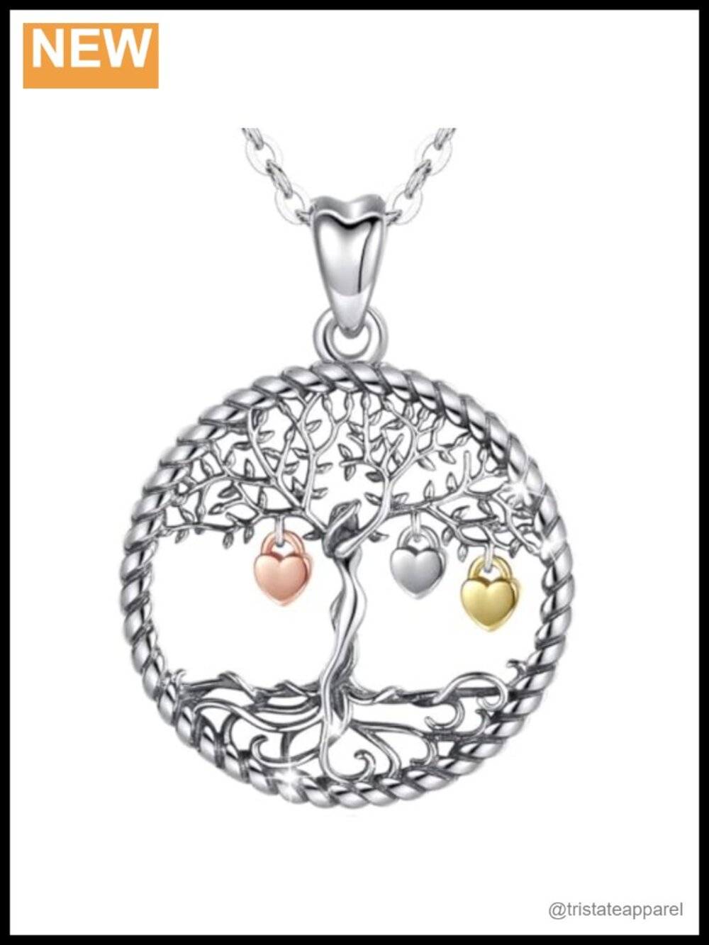 Sterling Silver Tree of Life Necklace Abalone Shell Crystal Pendant